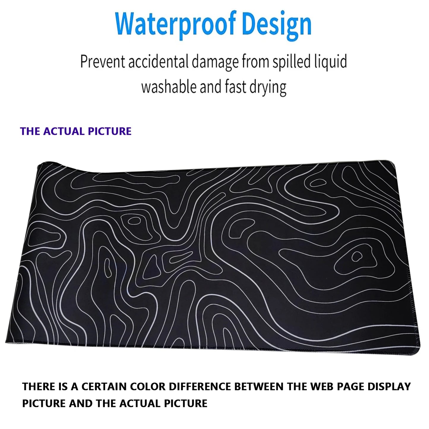 1Pcs Gaming Mouse Pad Large Keyboard Pad 31.5 x 11.8in Topographic Mouse Pad Black and White Mouse Pad for Keyboard with Anti-Sl